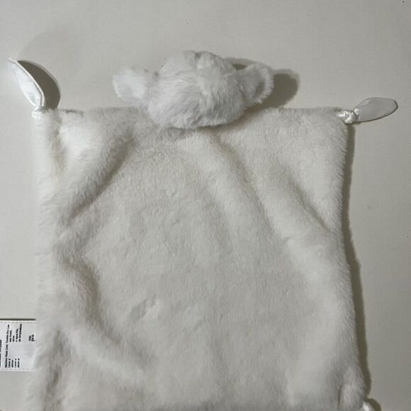 Pottery Barn Kids Lamb Lovey Security Blanket White Knotted Satin Blankie Plush - Picture 8 of 9